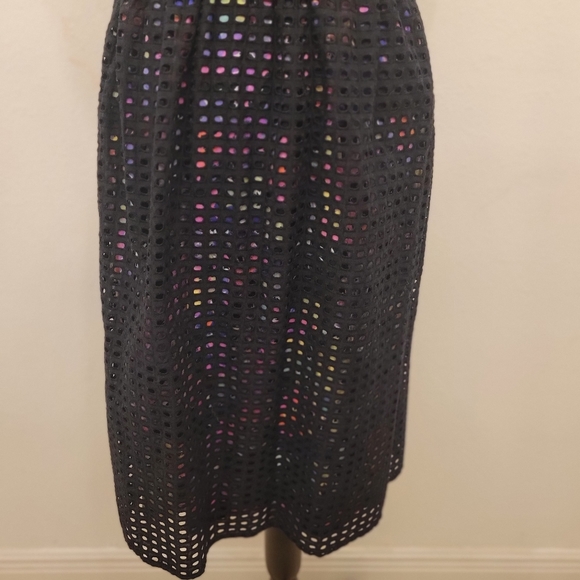 Lane Bryant Size 18 Fit & Flare Party Dress Sleeveless Black Eyelet Line V Neck - Picture 7 of 12